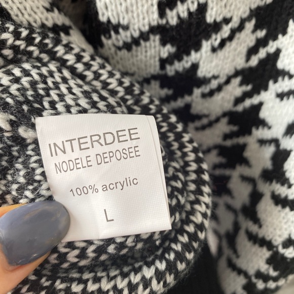 Cardigan 🆕 black white knit 5 buttons sweater v-neck oversized hip length - Picture 10 of 17